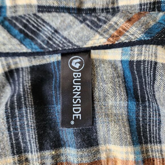 Burnside Flannel Long Sleeve Button Down Plaid Men Shirt Size S - Picture 2 of 13
